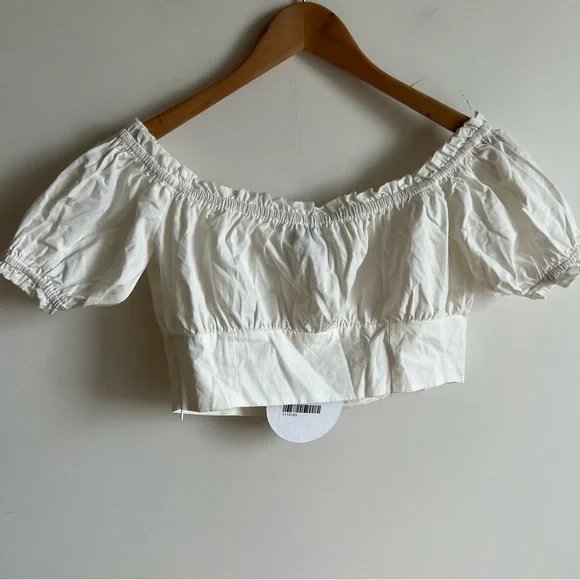 NWT Princess Polly Ashlin Top White Size 6 Croped Off The Shoulder - Picture 9 of 12